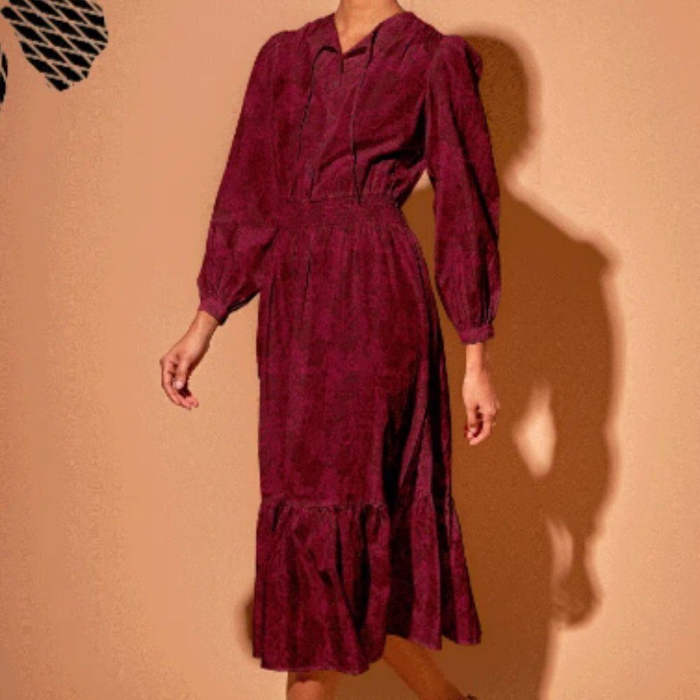 Tucker Juliette Dress Ruby Lace in Silk Stretch Charmeuse Long Sleeves